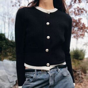 Zara golden button knit cardigan NWT